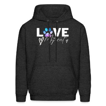 Love my cat - Men's Hoodie - charcoal grey - Front - Elias (183cm)