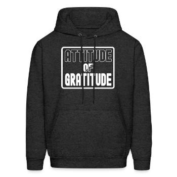 Attitude Of Gratitude - Men's Hoodie - charcoal grey - Front - Elias (183cm)