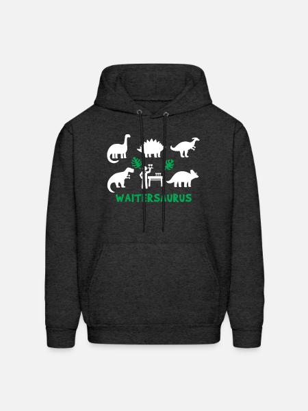 Waiter Saurus Dinosaur - Men's Hoodie - charcoal grey