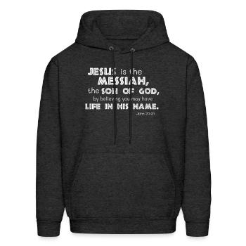 John 2031 Wild Vbs Jesus Messiah Memory Verse - Men's Hoodie - charcoal grey - Front - Elias (183cm)