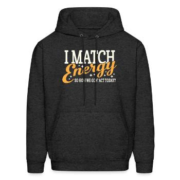 I Match Energy - Men's Hoodie - charcoal grey - Front - Elias (183cm)