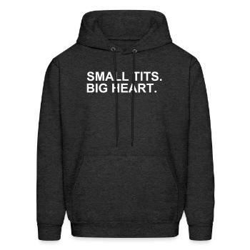 Small Tits Big - Men's Hoodie - charcoal grey - Front - Elias (183cm)