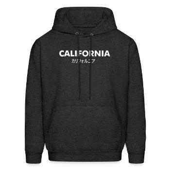 CALIFORNIA KANJI - Men's Hoodie - charcoal grey - Front - Elias (183cm)