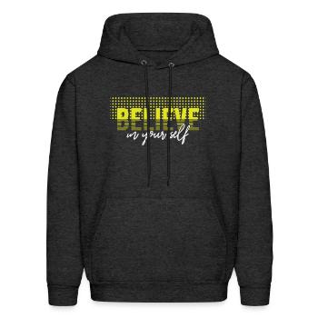 Believe in your self - Men's Hoodie - charcoal grey - Front - Elias (183cm)