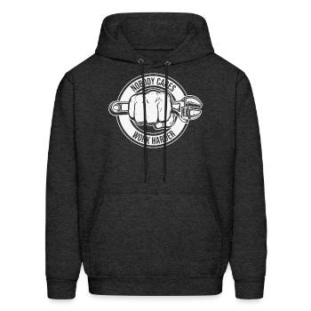 Nobody cares work harder, mechanic, Dad - Men's Hoodie - charcoal grey - Front - Elias (183cm)