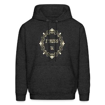 I miss u - Men's Hoodie - charcoal grey - Front - Elias (183cm)