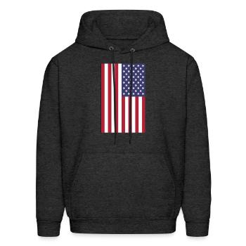 vertical American flag graphic design - Men's Hoodie - charcoal grey - Front - Elias (183cm)