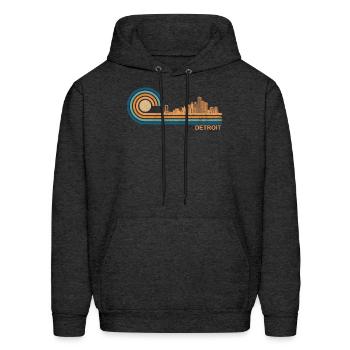 Detroit Skyline Retro Detroit Fan Michigan Detroit - Men's Hoodie - charcoal grey - Front - Elias (183cm)