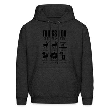 Things I Do In My Spare Time Deer Hunter Hunting - Men's Hoodie - charcoal grey - Front - Elias (183cm)