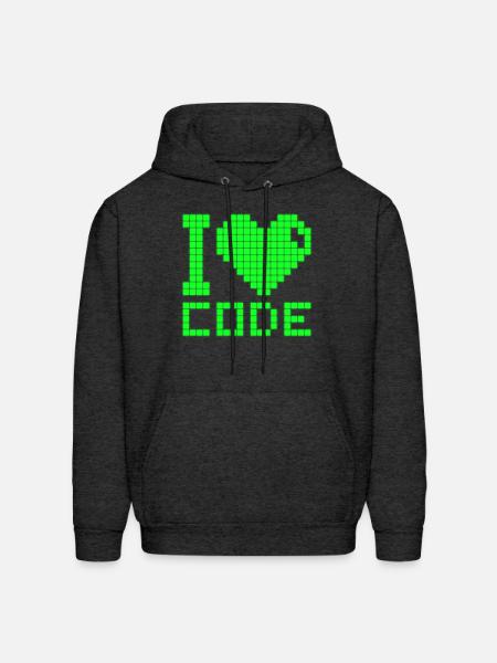 I Love Code Mono - Men's Hoodie - charcoal grey