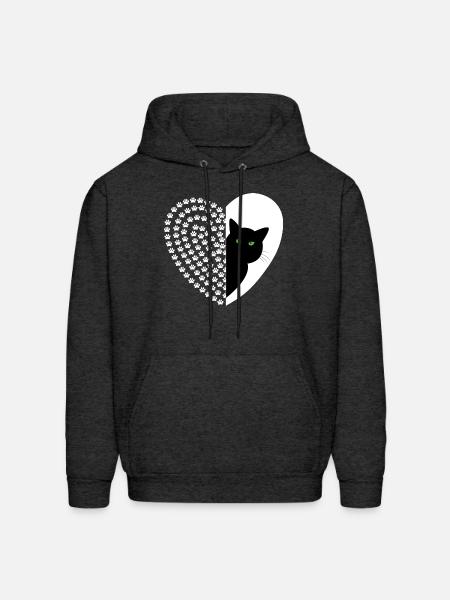 black and white cat - Men's Hoodie - charcoal grey