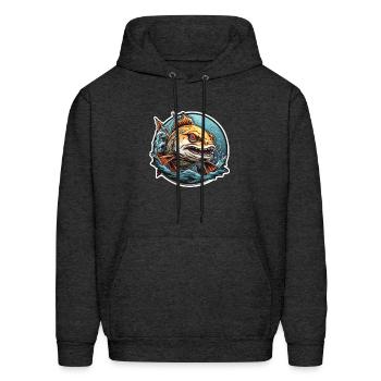 fishing and strike a fish - Men's Hoodie - charcoal grey - Front - Elias (183cm)