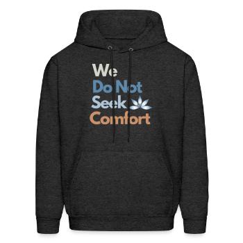 We do not speek comfort - Men's Hoodie - charcoal grey - Front - Elias (183cm)