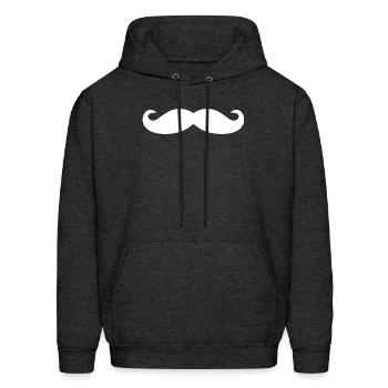 white mustache - Men's Hoodie - charcoal grey - Front - Elias (183cm)