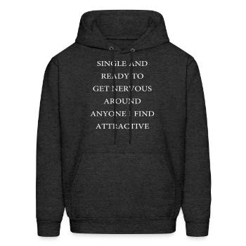 SINGLE AND - Men's Hoodie - charcoal grey - Front - Elias (183cm)