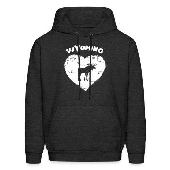 Wyoming Moose Love Moose He - Men's Hoodie - charcoal grey - Front - Elias (183cm)