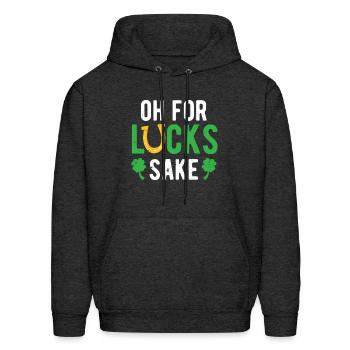 Oh For Lucks Sake Horseshoe Shamrock - Men's Hoodie - charcoal grey - Front - Elias (183cm)