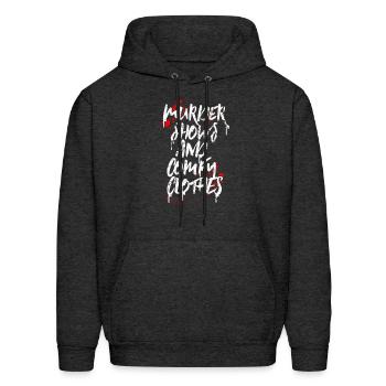 Murder Shows And Comfy - Men's Hoodie - charcoal grey - Front - Elias (183cm)