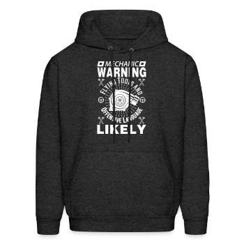 Mecha Warning Flying Tools And Offensive - Men's Hoodie - charcoal grey - Front - Elias (183cm)