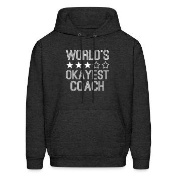 Worlds Okayest Coach Coach - Men's Hoodie - charcoal grey - Front - Elias (183cm)