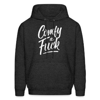 Comfy As Fuck Comfortable Af Lazy Casual - Men's Hoodie - charcoal grey - Front - Elias (183cm)