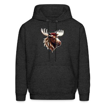 Majestic Moose Head Illustration - Men's Hoodie - charcoal grey - Front - Elias (183cm)