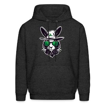 Rabbit in a Hat Bunny Head - Men's Hoodie - charcoal grey - Front - Elias (183cm)