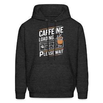 Caffeine Loading... Please Wait - Men's Hoodie - charcoal grey - Front - Elias (183cm)