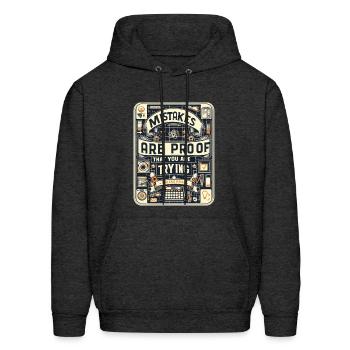 Mistakes Are Proof That You Are Trying - Men's Hoodie - charcoal grey - Front - Elias (183cm)
