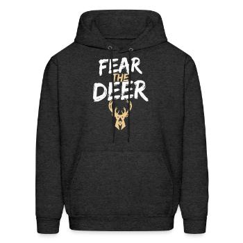 FEAR THE DEER - Men's Hoodie - charcoal grey - Front - Elias (183cm)