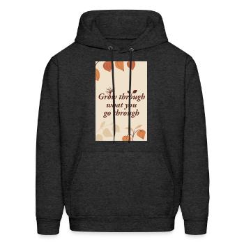 Grow through what you go through - Men's Hoodie - charcoal grey - Front - Elias (183cm)