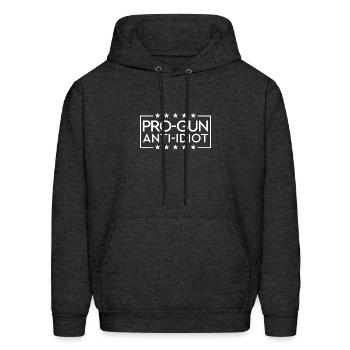 Pro Gun Anti Idiot Men's Pro Gun Anti Idiotsecond - Men's Hoodie - charcoal grey - Front - Elias (183cm)