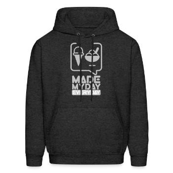 Made My Day Everyday : Ice Cream - Men's Hoodie - charcoal grey - Front - Elias (183cm)