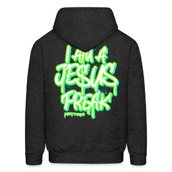 Jesus Freak - Men's Hoodie - charcoal grey - Back - Elias (183cm)
