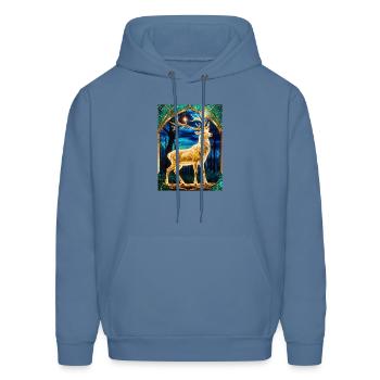 Golden Stag in Forest - Men's Hoodie - denim blue - Front - Elias (183cm)