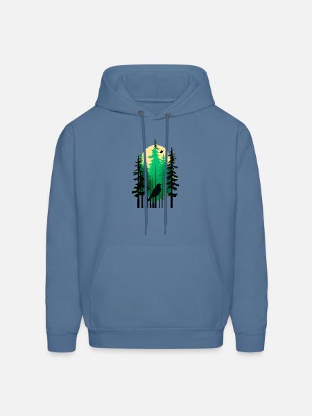 Minimalist Bird in the forest - Men's Hoodie - denim blue