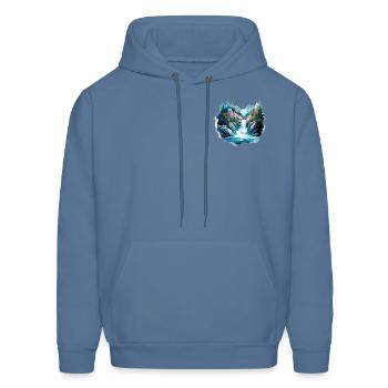 Water paint waterfall Logo - Men's Hoodie - denim blue - Front - Elias (183cm)