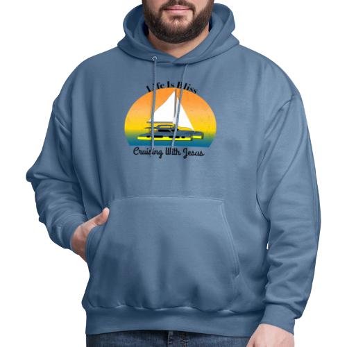 Life Is Bliss –Cruising With Jesus Sailboat Sunset - Men's Hoodie
