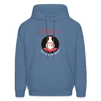 Kanpai for the Holidays Japanese Sake - Men's Hoodie - denim blue - Front - Elias (183cm)