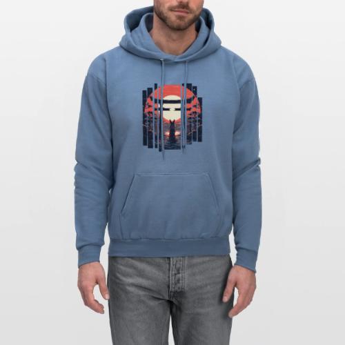 Japanese Zenko Kitsune: Mystical Fox at Torii Gate - Men's Hoodie