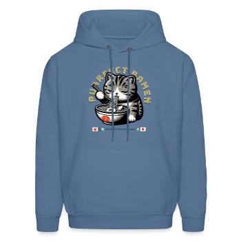 Purrfect Ramen Bliss - Men's Hoodie - denim blue - Front - Elias (183cm)