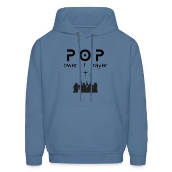 Power of Prayer | POP | Power and Prayer - Men's Hoodie - denim blue - Front - Elias (183cm)