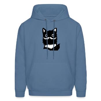 Mustached Kitty - Men's Hoodie - denim blue - Front - Elias (183cm)
