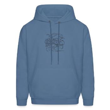 Buffalo Bayou Park Houston Texas Mono Line Art - Men's Hoodie - denim blue - Front - Elias (183cm)