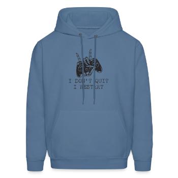 I dont quit, i restart - Men's Hoodie - denim blue - Front - Elias (183cm)