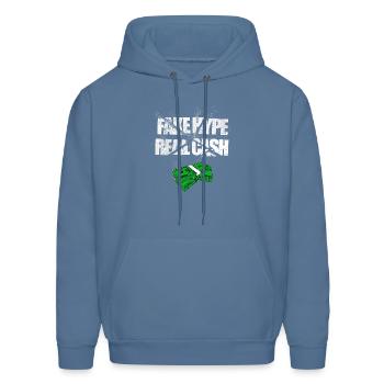 Real Cash over Fake Hype: la déclaration dont vous avez besoin - Molleton à capuche pour hommes - jeans blue - Devant - Elias (183cm)