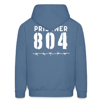 Prisoner no 804 - Men's Hoodie - denim blue - Back - Elias (183cm)