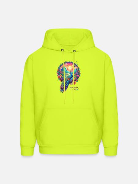 Paradise Flight Peacock - Men's Hoodie - safety green