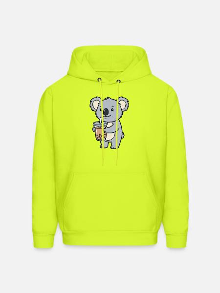 koala bubble tea - Men's Hoodie - safety green