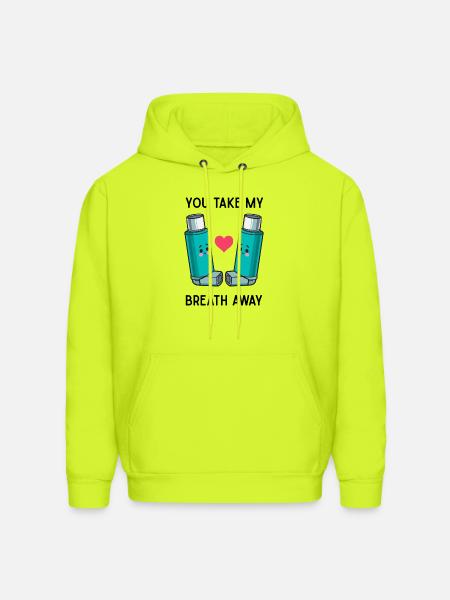 Funny Asthma Inhalers Love T-Shirt - Men's Hoodie - safety green